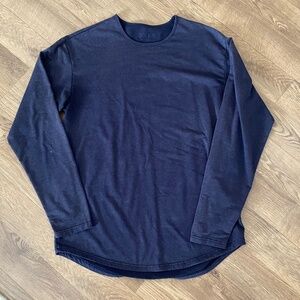 BYLT Snow Wash Drop Cut Long Sleeve Shirt XL Navy